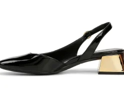 Naturalizer Jayla Low Heel Slingback Dress Shoes Black Faux Leather Best