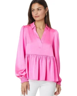 Lilly Pulitzer Jaylene Long Sleeve Top Cerise Pink