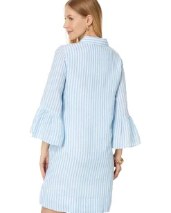 Lilly Pulitzer Jazmyn 3/4 Sleeve Linen Tunic Dress Lunar Blue Bimini Stripe Online