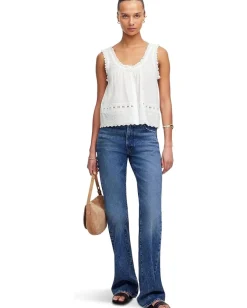 Madewell Jenny Top in Cotton Viscose Voile White Hot