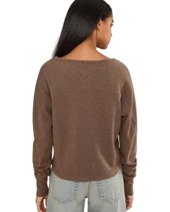 Free People Jess Long Sleeve Coco Brown Heather Sale