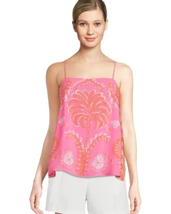 Lilly Pulitzer Jesslyn Top Sunkissed Pink Breezy Palm Engineered Woven Top Best