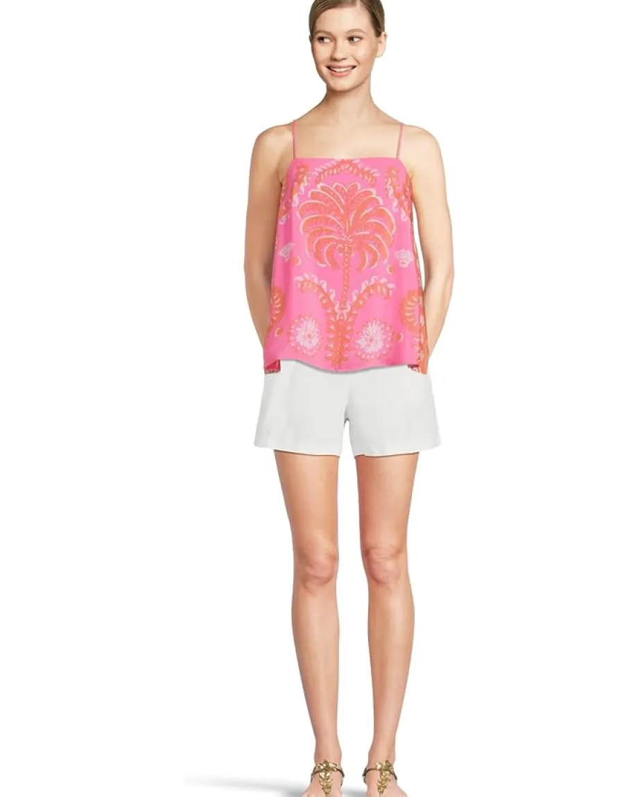 Lilly Pulitzer Jesslyn Top Sunkissed Pink Breezy Palm Engineered Woven Top Best