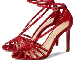 Jessica Simpson Jittale Embellished High Heel Sandals Chili Pepper Discount