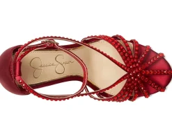 Jessica Simpson Jittale Embellished High Heel Sandals Chili Pepper Discount