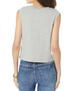 Michael Stars Johnnie Cropped Crew Neck Tank w/Rib Trim Heather Grey Sale