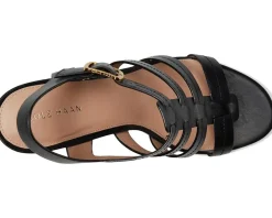 Cole Haan Josie Fisherman Wedge Sandals Black Leather