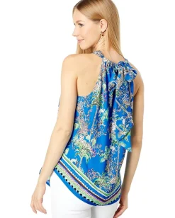 Lilly Pulitzer Julien Top Blue Thistle Tiger Queen Engineered Outlet