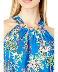 Lilly Pulitzer Julien Top Blue Thistle Tiger Queen Engineered Outlet