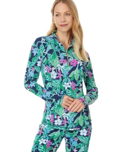 Lilly Pulitzer Justine Half Zip Upf 50+ Multi Untamed New