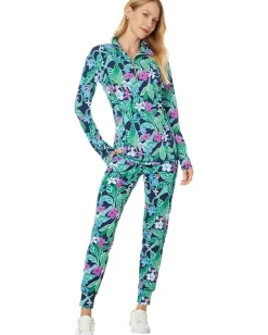 Lilly Pulitzer Justine Half Zip Upf 50+ Multi Untamed New