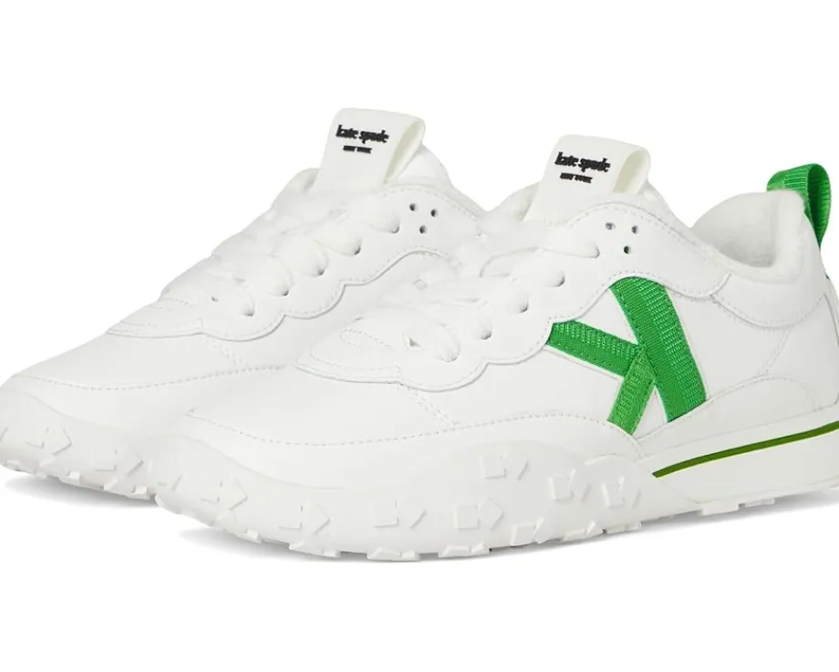 Kate Spade New York K As In Kate Smooth Leather Runner True White/ KS Green Best