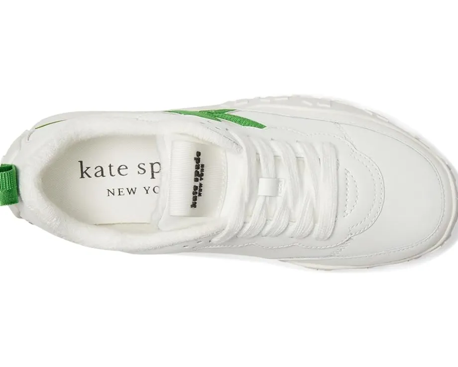 Kate Spade New York K As In Kate Smooth Leather Runner True White/ KS Green Best