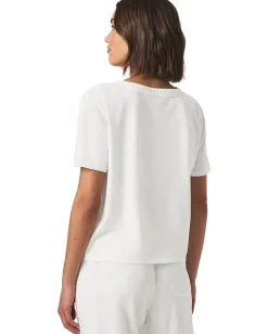 Splendid Kacey Crochet V-Neck Tee White New