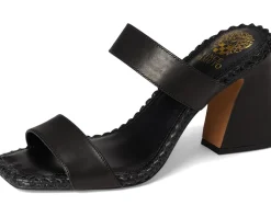 Vince Camuto Kaden Stitched Block Heel Mule Sandals Black Discount