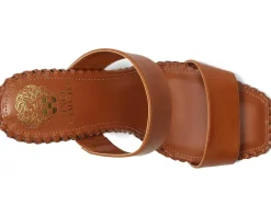 Vince Camuto Kaden Stitched Block Heel Mule Sandals Caramello Hot