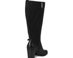 Naturalizer Kalina-Stretch Extra Wide Calf Boots Black Leather and Fabric Sale