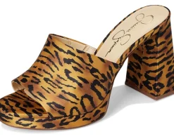 Jessica Simpson Kameena Mule Platform Sandals Natural Tiger Print Outlet