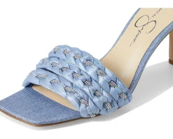 Jessica Simpson Kasova Braided Heeled Sandals Denim Blue/Clear Discount