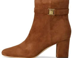 Lauren Ralph Lauren Kellie Suede Bootie Heel Lauren Tan Online