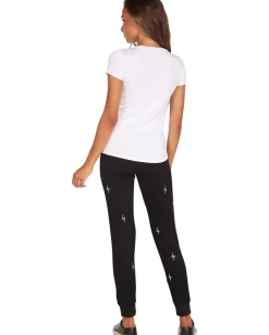 Women Michael Lauren Kendrick Short Sleeve V-Neck Tee with Electric Bolt Crystals