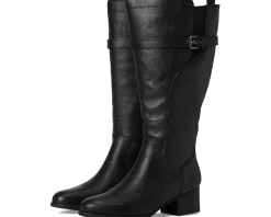 Naturalizer Kenna Extra Wide Calf Knee High Boots Black Leather Outlet