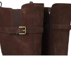 Naturalizer Kenna Wide Calf Knee High Boots Chocolate Bar Brown Suede Clearance