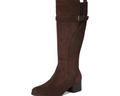 Naturalizer Kenna Wide Calf Knee High Boots Chocolate Bar Brown Suede Clearance