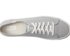 Keds Kickstart Lace Up Silver Textile New