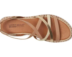 Women Lucky Brand Kielly Cross Strap Flat Sandals