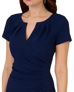 Women Adrianna Papell Knit Crepe Draped Midi Dress