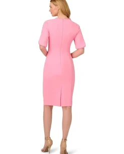 Adrianna Papell Knit Crepe Pearl Midi Dress Cherry Blossom Hot