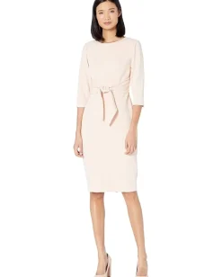 Women Adrianna Papell Knit Crepe Tie Waist Sheath Dress