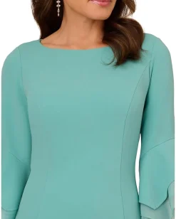 Women Adrianna Papell Knit Crepe Tiered Sleeve Dress