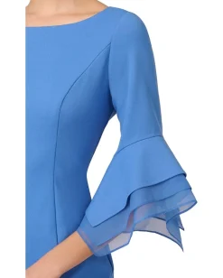 Women Adrianna Papell Knit Crepe Tiered Sleeve Dress