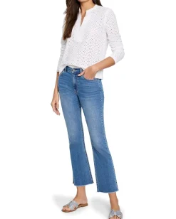 Women NIC+ZOE Knit Eyelet Split Neck Top
