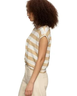 Sanctuary Knotted Muscle Tee White/Sandstone Stripe Outlet