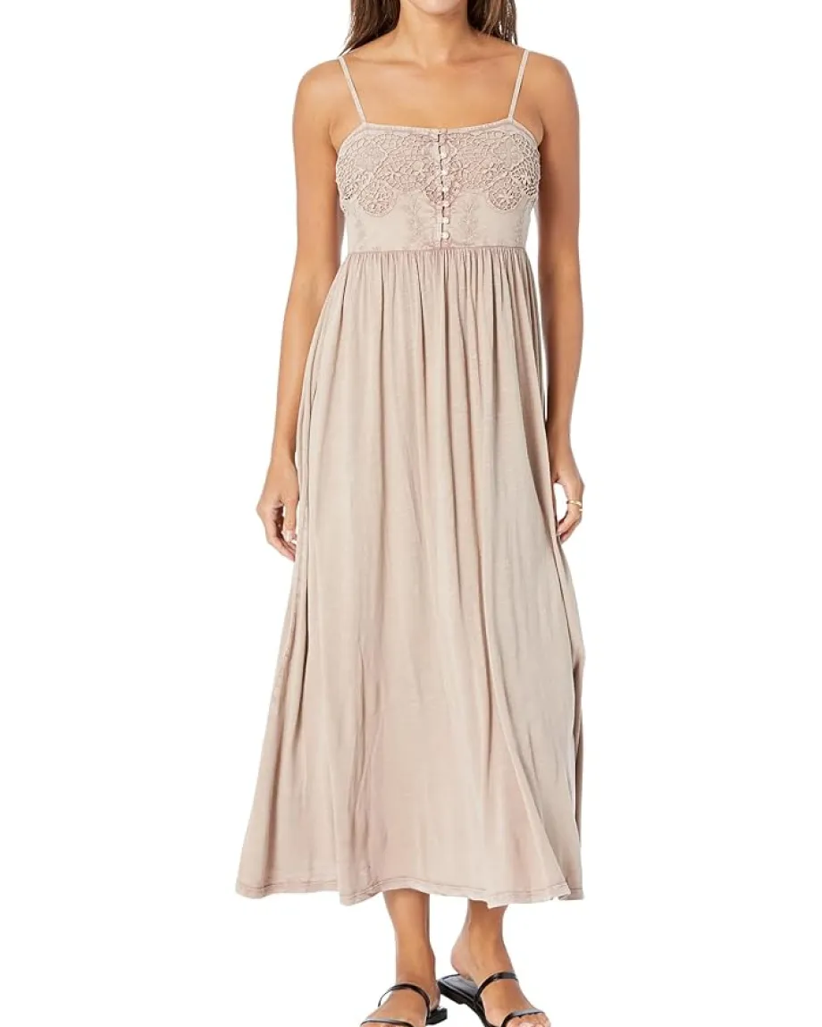 Women Lucky Brand Lace Button Front Midi Dress