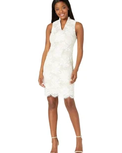Women Vince Camuto Lace High Neck Bodycon with Scallop Hem