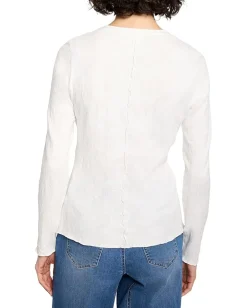 NIC+ZOE Lace Knit V-Neck T-Shirt Paper White