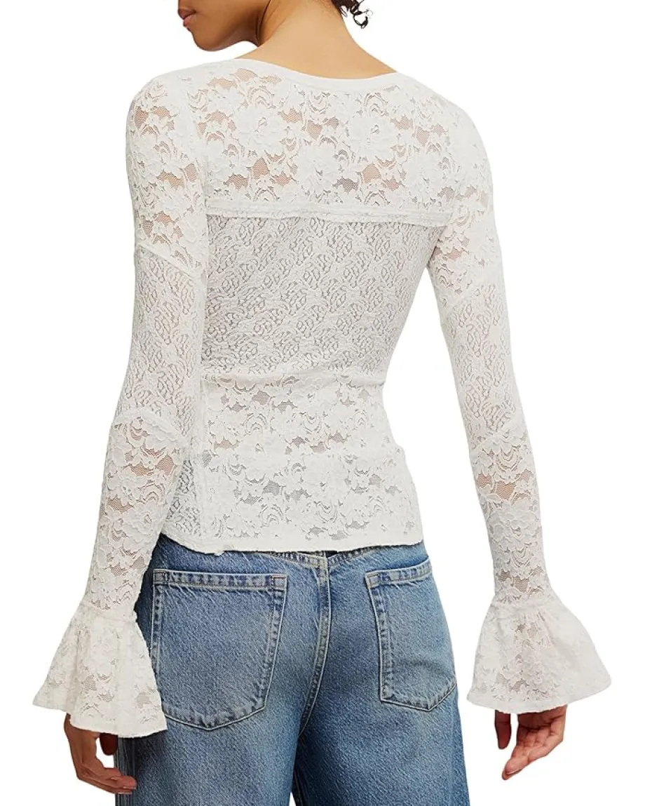 Free People Lace Layering Long Sleeve Sugar Swizzle