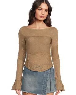 Free People Lace Layering Long Sleeve Dutch Cocoa Hot