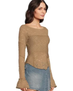 Free People Lace Layering Long Sleeve Dutch Cocoa Hot