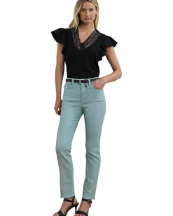 Lauren Ralph Lauren Lace-trim Jersey Flutter-sleeve Tee Black Online