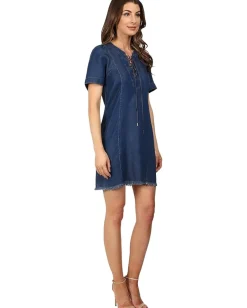 Women 7 For All Mankind Lace-Up Denim Dress
