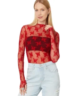 Free People Lady Lux Layering Top Red Racer Clearance