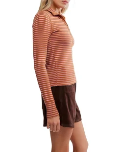 Free People Lake Henley Stripe Cinnamon Combo Hot