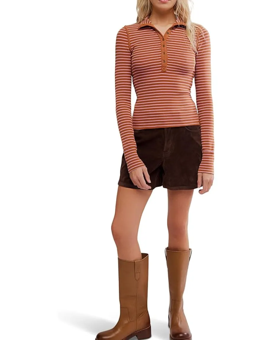 Free People Lake Henley Stripe Cinnamon Combo Hot
