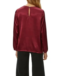 Michael Stars Lali Crew Neck Blouse Garnet New