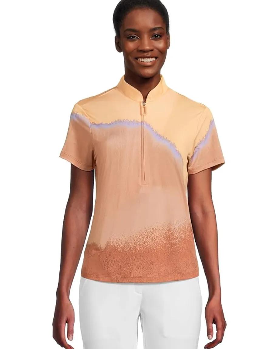 Jamie Sadock Landscape Print Short Sleeve Polo Ginger Outlet